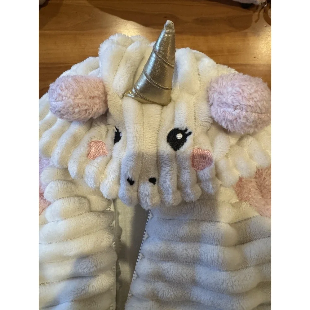 Koalababy White Unicorn Plush 9-12 Months‎ Children Romper Bunting Warm Lining